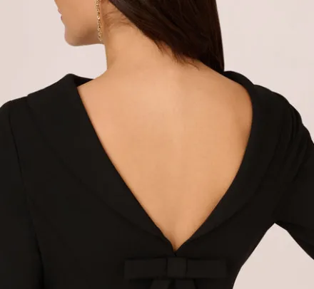 Adrianna Papell Wedding Guest Dresses|Day Dresses*Three Quarter Sleeve Crepe Midi Dress With Rolled Neck In