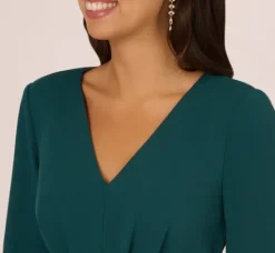 Adrianna Papell Wedding Guest Dresses|Ap Exclusives*Three Quarter Sleeve Pleated Midi Dress With Tie Waist In