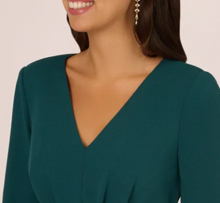Adrianna Papell Wedding Guest Dresses|Ap Exclusives*Three Quarter Sleeve Pleated Midi Dress With Tie Waist In