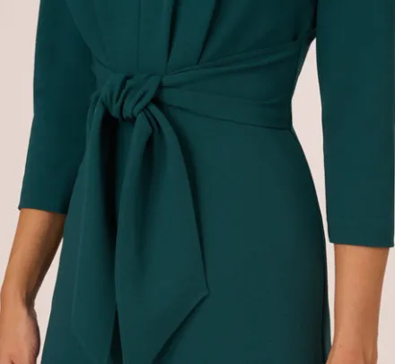 Adrianna Papell Wedding Guest Dresses|Ap Exclusives*Three Quarter Sleeve Pleated Midi Dress With Tie Waist In