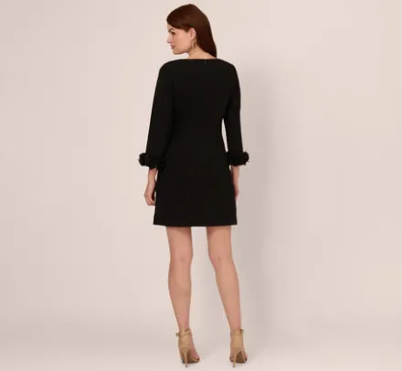 Adrianna Papell Wedding Guest Dresses|Day Dresses*Three Quarter Sleeve Shift Dress With Floral Embellished Cuffs In