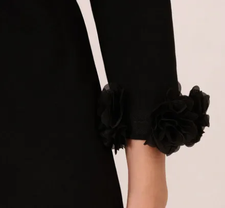 Adrianna Papell Wedding Guest Dresses|Day Dresses*Three Quarter Sleeve Shift Dress With Floral Embellished Cuffs In