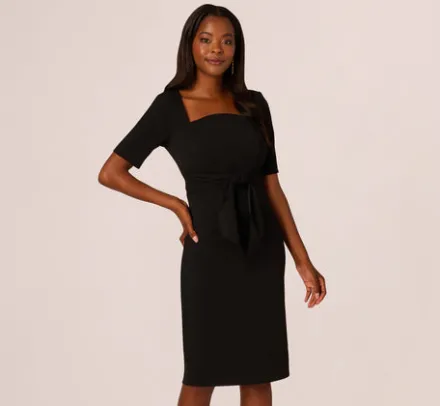 Adrianna Papell Wedding Guest Dresses|Day Dresses*Three Quarter Sleeve Trapeze Dress With Ruffle Mock Neck In