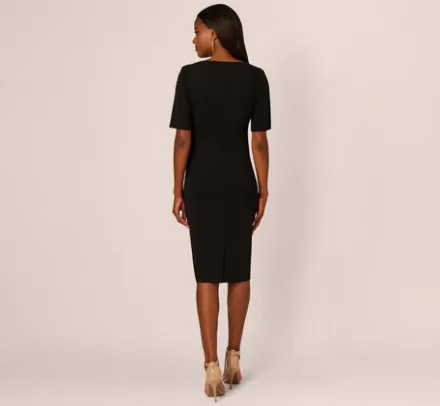 Adrianna Papell Wedding Guest Dresses|Day Dresses*Three Quarter Sleeve Trapeze Dress With Ruffle Mock Neck In