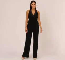 Adrianna Papell Jumpsuits*Tuxedo Jumpsuit With Halter Neckline In