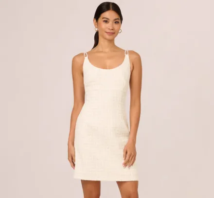 Adrianna Papell Day Dresses*Tweed Pearl Short Dress In