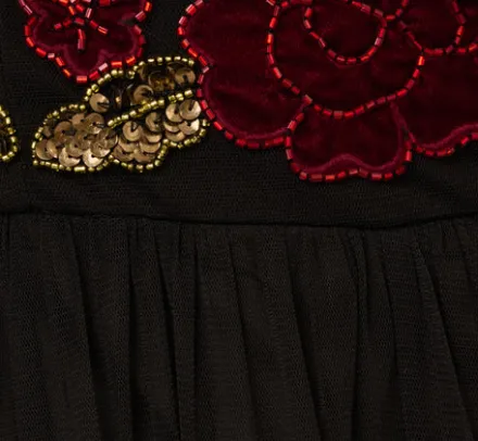 Adrianna Papell Wedding Guest Dresses|Grandmother Of The Bride & Groom*Velvet And Tulle Midi Dress In Black Red