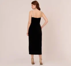 Adrianna Papell Wedding Guest Dresses|Formal Dresses*Velvet Ankle-Length Wrap Gown With Stone Straps In