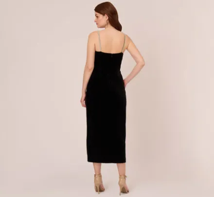 Adrianna Papell Wedding Guest Dresses|Formal Dresses*Velvet Ankle-Length Wrap Gown With Stone Straps In