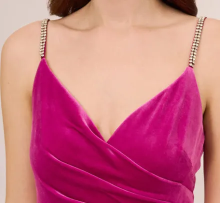Adrianna Papell Wedding Guest Dresses|Formal Dresses*Velvet Ankle-Length Wrap Gown With Stone Straps In Orchid Delight
