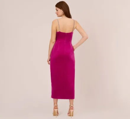 Adrianna Papell Wedding Guest Dresses|Formal Dresses*Velvet Ankle-Length Wrap Gown With Stone Straps In Orchid Delight