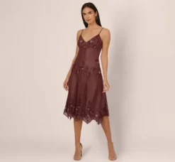 Adrianna Papell Wedding Guest Dresses|Ap Exclusives*Vintage Beaded Midi Fairy Dress With Sharkbite Hem In