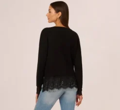 Adrianna Papell Tops & Blouses|Sweaters*V Neck Lace Combo Twofer Sweater In