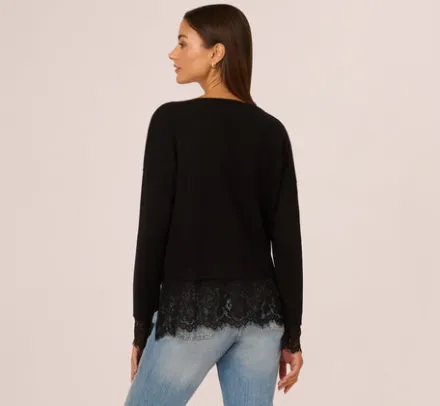 Adrianna Papell Tops & Blouses|Sweaters*V Neck Lace Combo Twofer Sweater In