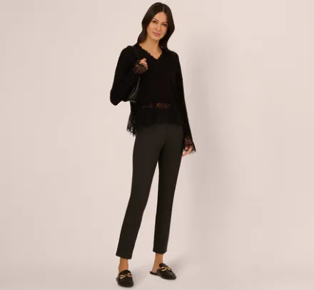 Adrianna Papell Tops & Blouses|Sweaters*V Neck Lace Trim Twofer Sweater In